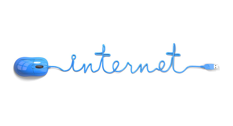 palavra internet escrita seguida por um mouse em azul