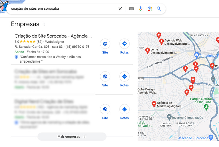 criacao de sites sorocaba serp google