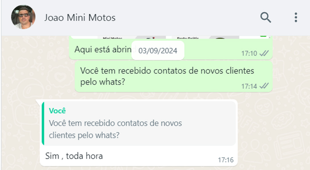 cliente satisfeito pelo whatsapp