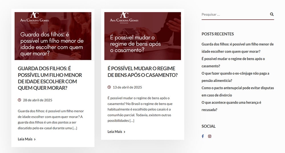 blog de site de advogado