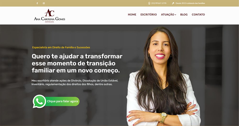 site da advogada Ana Carolina