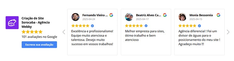 depoimentos para agencia webby google meu negocio