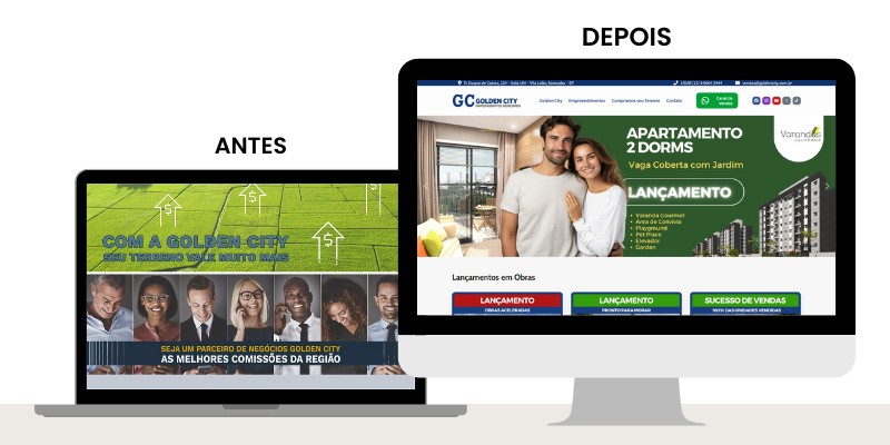 criacao de site antes de depois