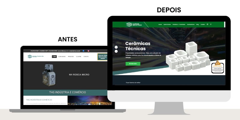 modernização de site antes de depois