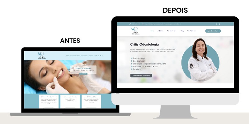 reconstrucao de site antes de depois