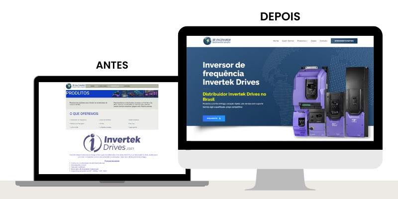 revitalização de site antes de depois