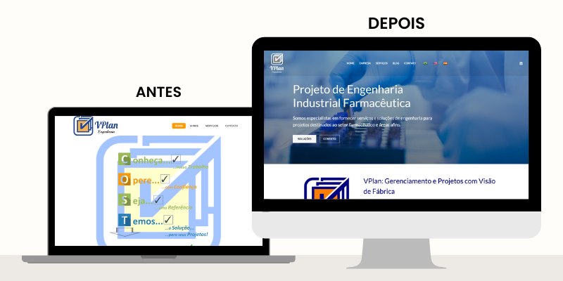 website de empresa antes de depois