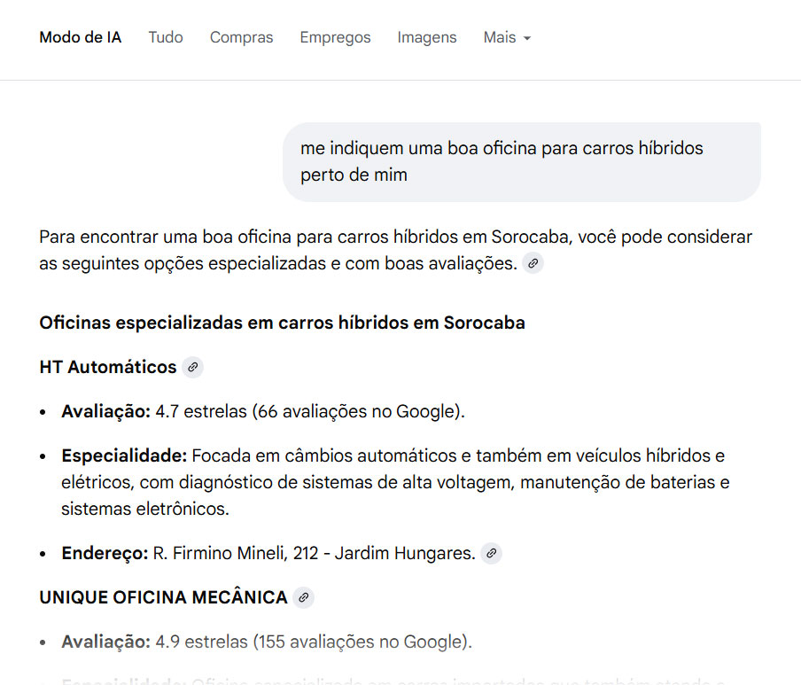 modo IA recomendação