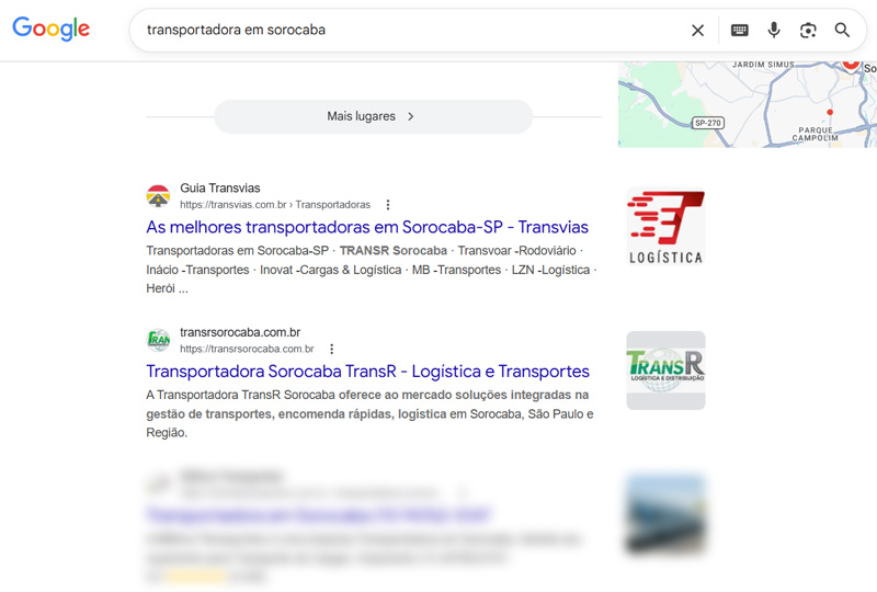 pesquisa no google transportadora sorocaba
