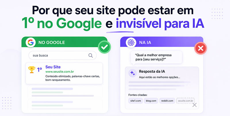 Por que seu site pode estar em 1º no Google e invisível para IA