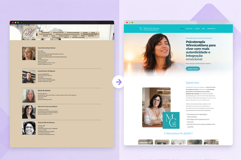 reformulacao de site antes e depois